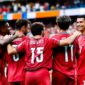 Cristiano Ronaldo bersama rekan-rekan Timnas Portugal merayakan gol dalam kemenangan telak 5-0 atas Uzbekistan pada Piala Dunia 2026